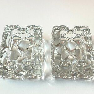 VTG Heisey Glass Wampum Pattern Ashtrays Quilted Trinket Dishes Set of 2